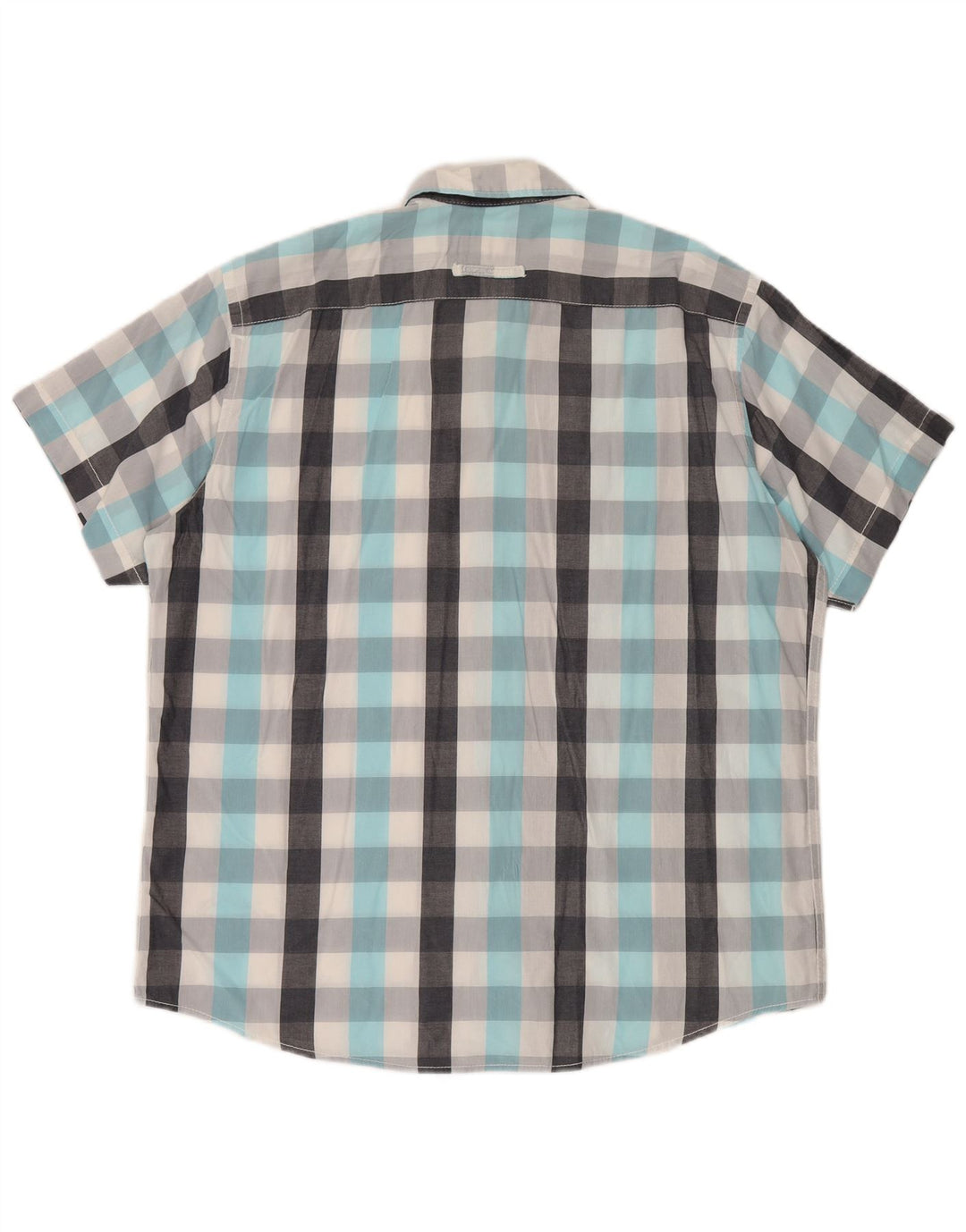 Camel Active Herren-Kurzarmhemd mit moderner Passform, XL, blau kariert, Baumwolle