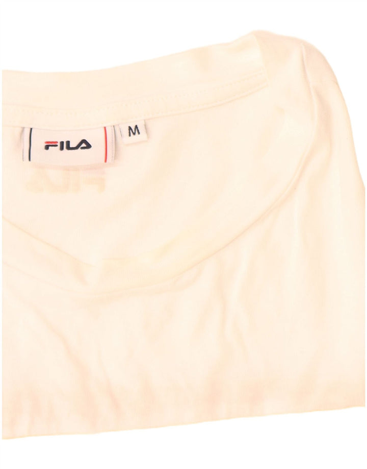 Fila Damen Grafik-T-Shirt-Oberteil UK 14 Mittelweiße Baumwolle