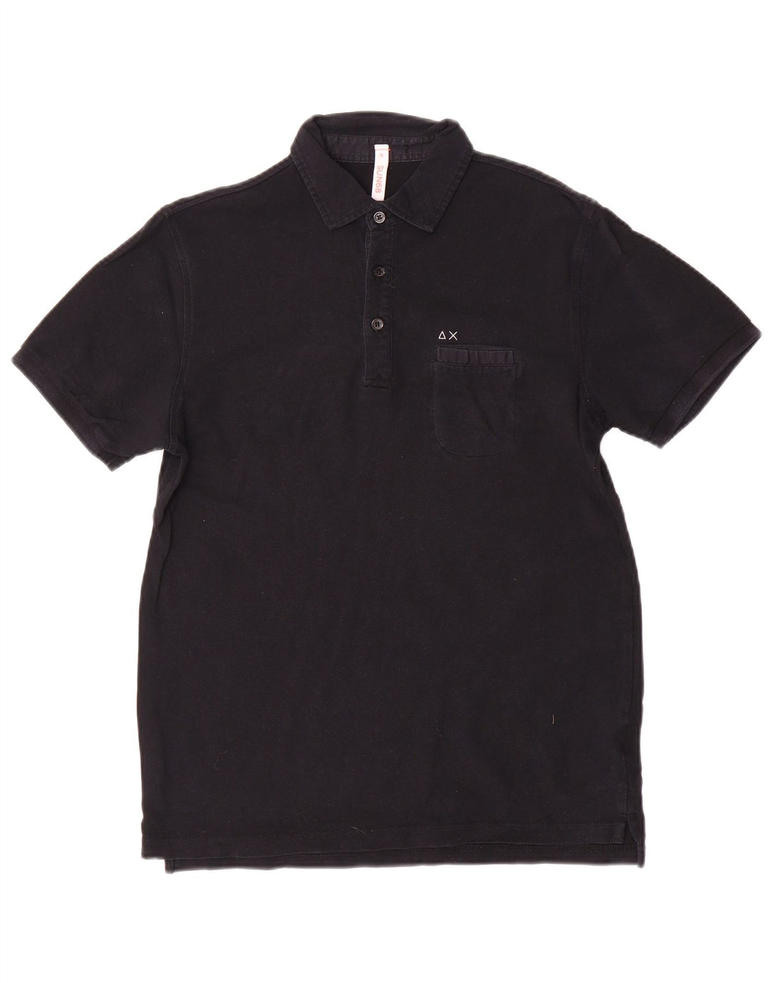 Sun68 Herren-Poloshirt aus mittelschwarzer Baumwolle