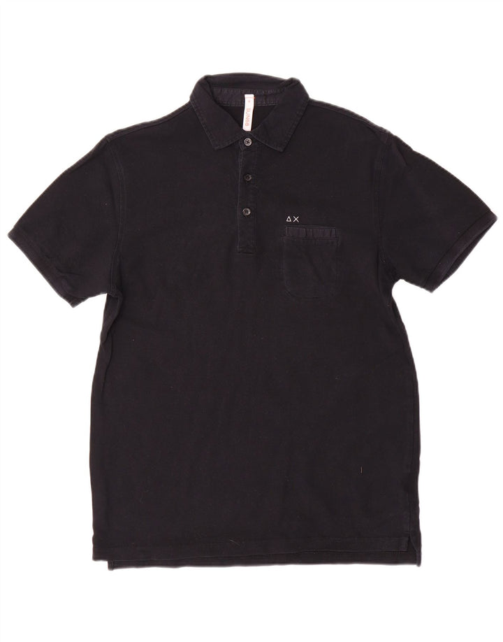 Sun68 Herren-Poloshirt aus mittelschwarzer Baumwolle