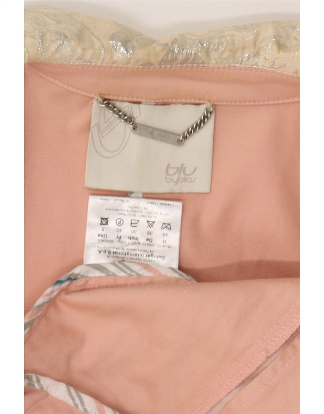 BYBLOS Womens 1 Button Blazer Jacket US 8 Medium Pink Colourblock Cotton Vintage Byblos and Second-Hand Byblos from Messina Hembry 