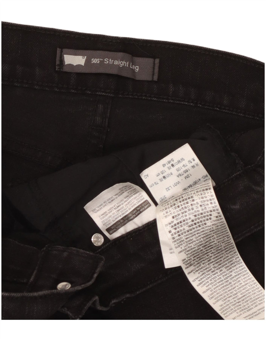 Levi's Damen 505 Straight Jeans W31 L32 Schwarze Baumwolle