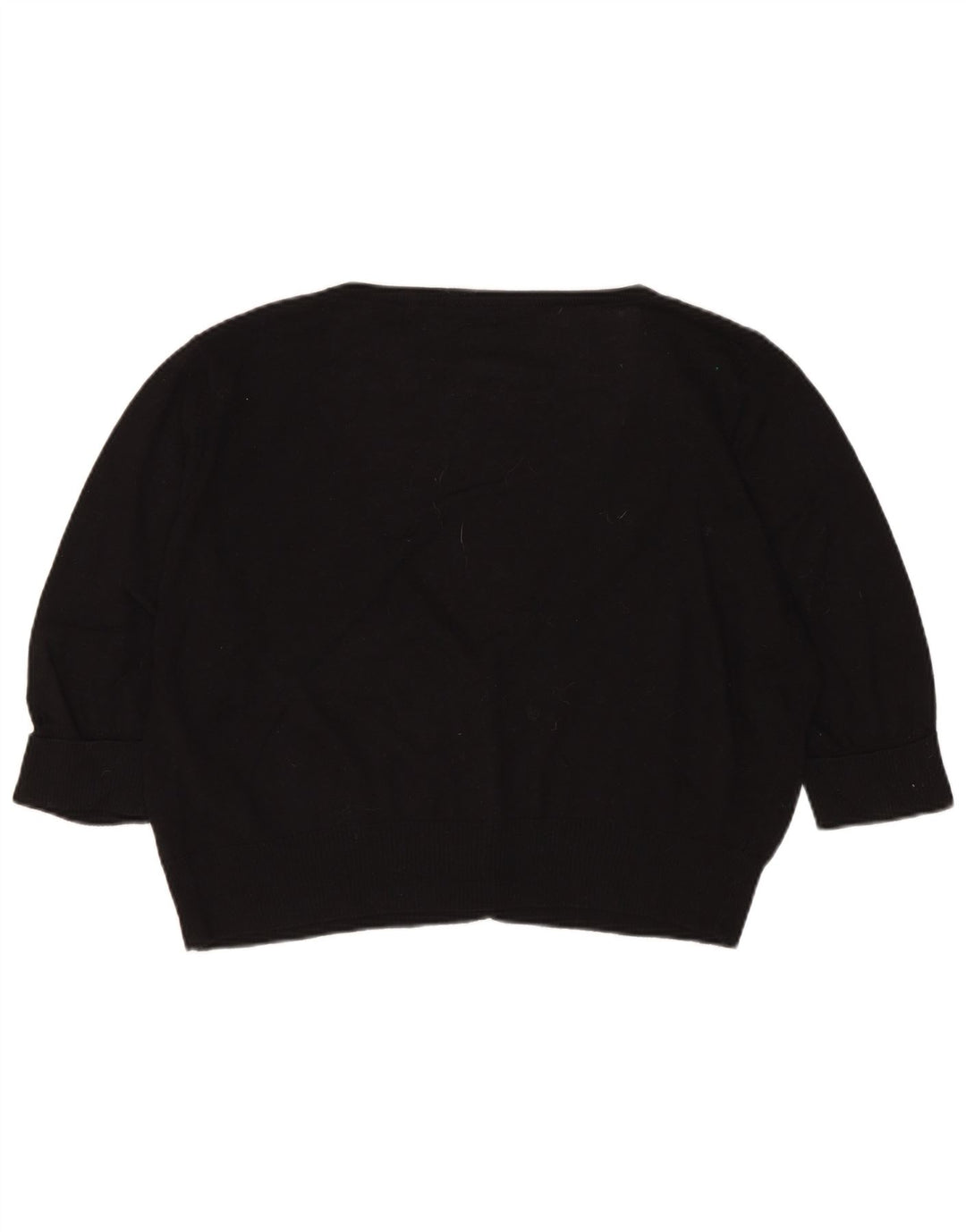 MARKS & SPENCER Damen Crop 3/4-Ärmel-Cardigan-Pullover UK 18 XL Schwarz