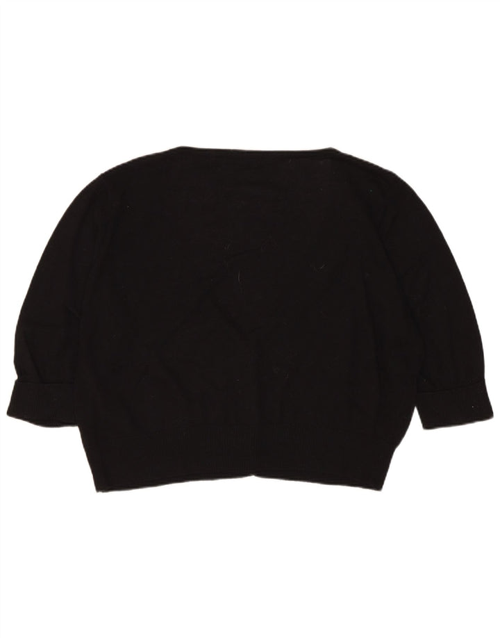 MARKS & SPENCER Damen Crop 3/4-Ärmel-Cardigan-Pullover UK 18 XL Schwarz