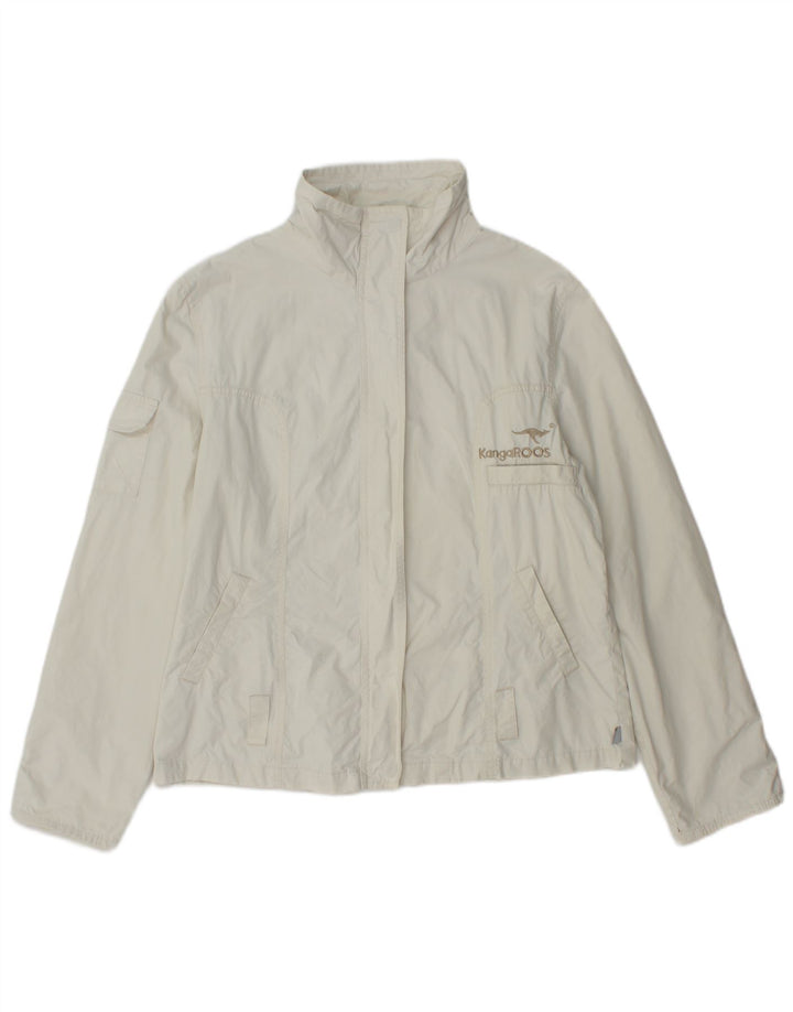 Kangaroos Damen Bomberjacke mit Grafik, UK 18, XL, cremefarbene Baumwolle