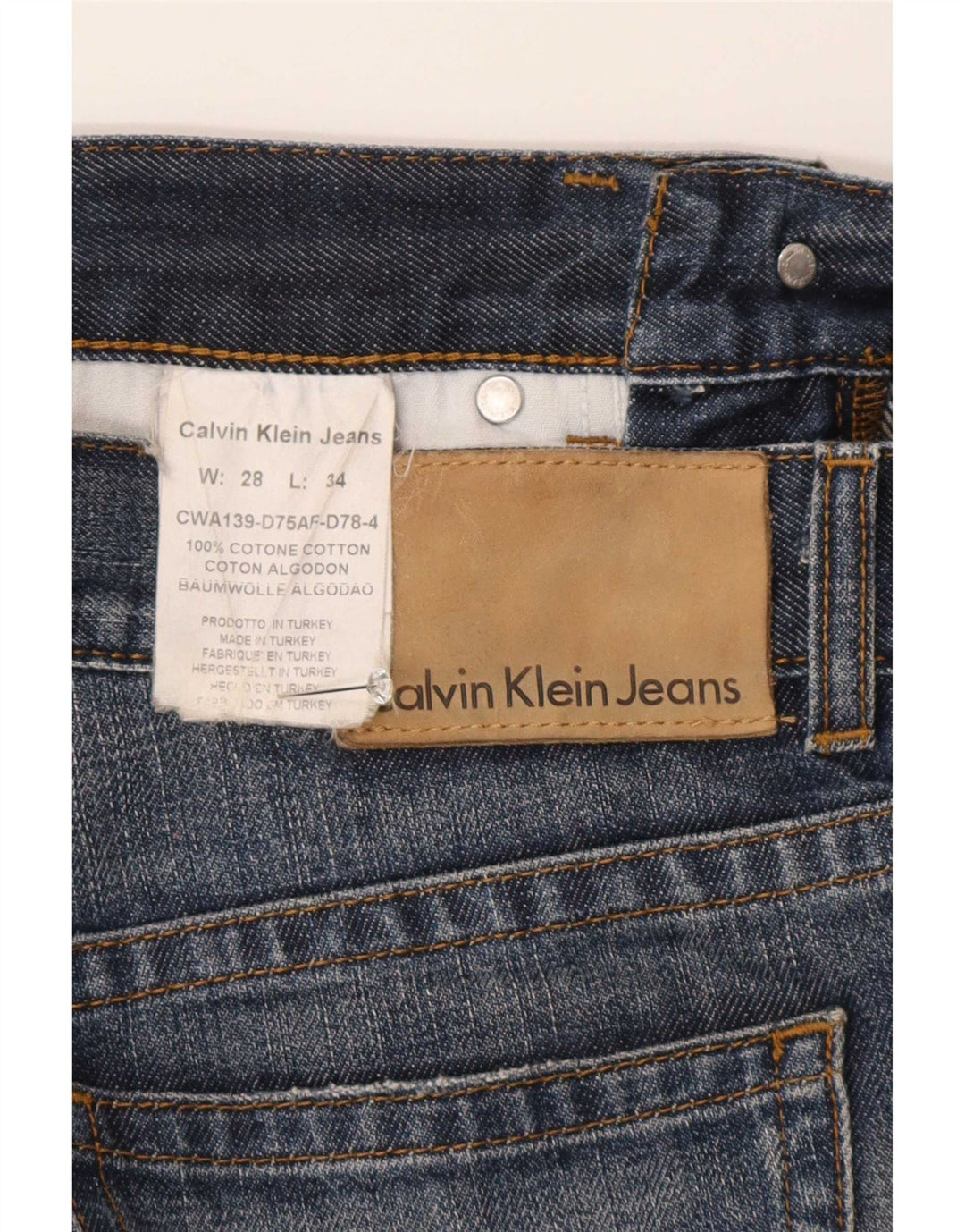 Calvin Klein Herren Straight Jeans W28 L30 Blaue Baumwolle