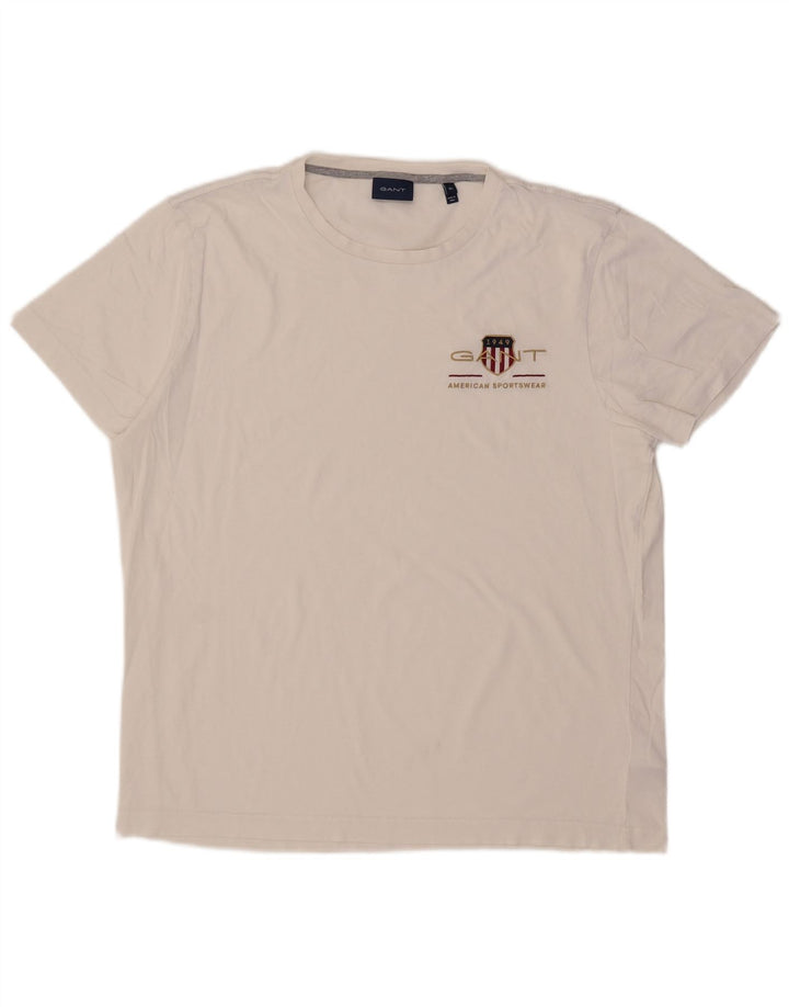 Gant Herren Grafik-T-Shirt-Oberteil XL aus weißer Baumwolle