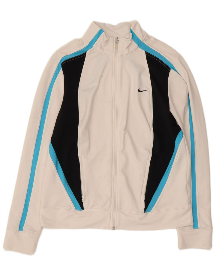 NIKE Womens Fit Dry Trainingsanzug-Oberjacke US 12/14 Large White Colourblock
