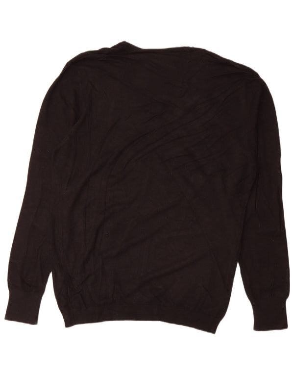 Zara Herren-Pullover mit V-Ausschnitt, groß, schwarze Viskose
