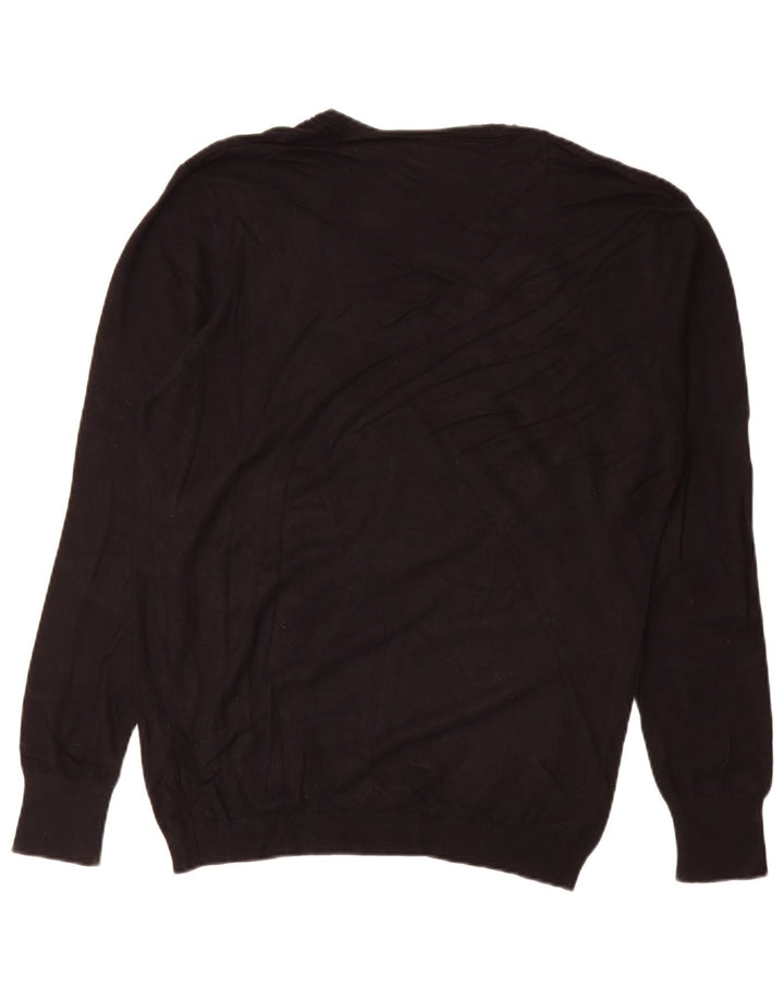 Zara Herren-Pullover mit V-Ausschnitt, groß, schwarze Viskose