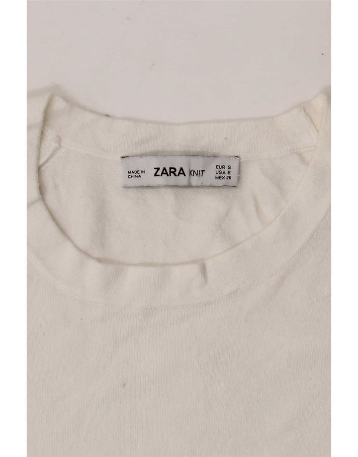 Zara Damen T-Shirt Top UK 10 Small Weiß
