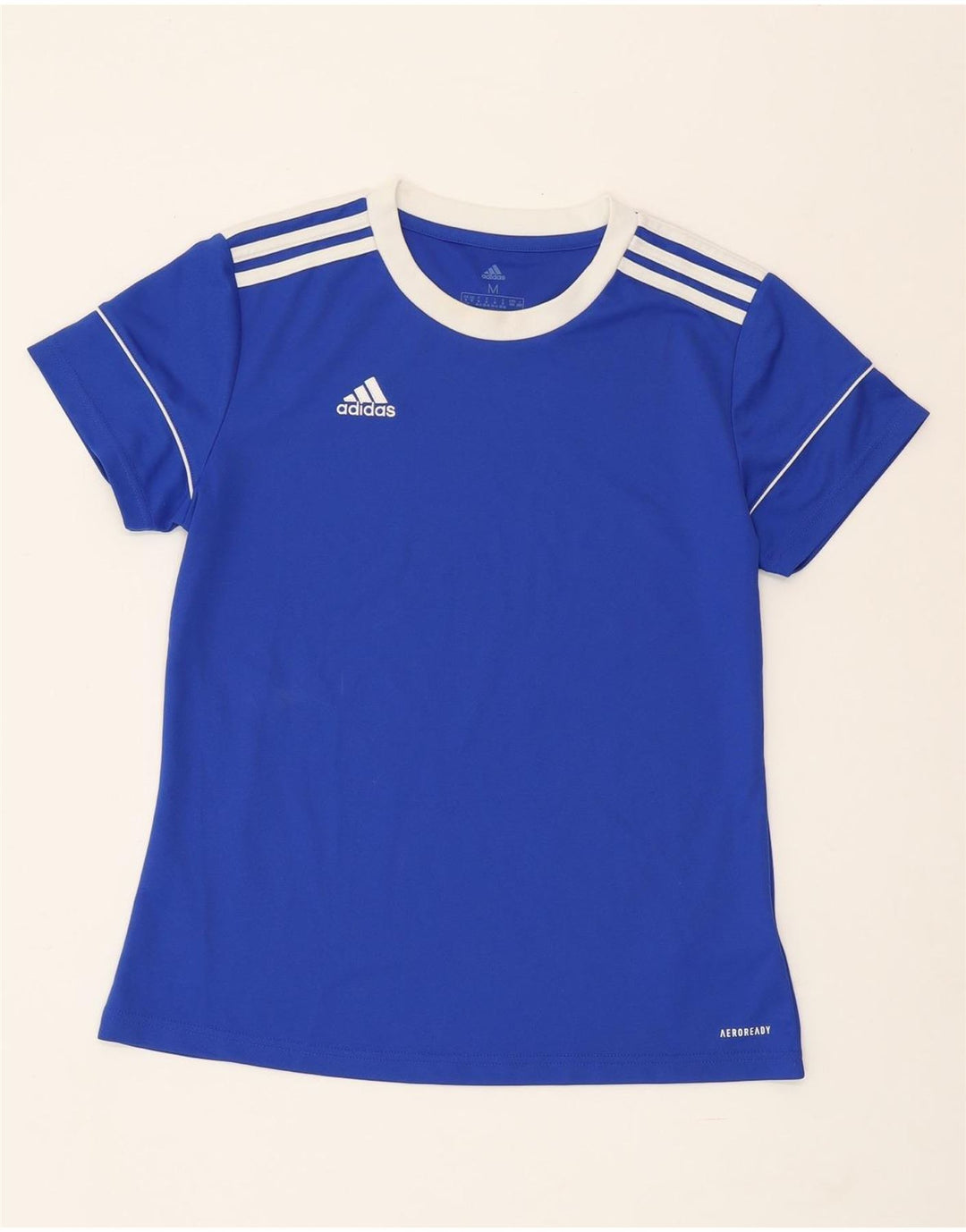 ADIDAS Damen Aeroready T-Shirt Top UK 12/14 Mittelblaues Polyester