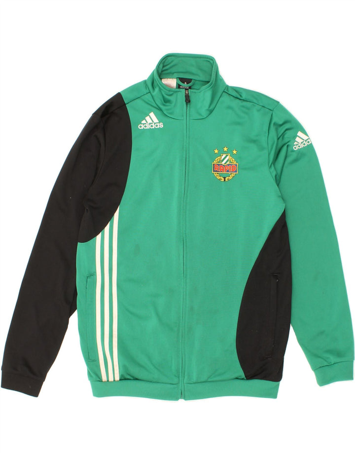 ADIDAS Boys Tracksuit Top Jacket 15-16 Years Green Colourblock Polyester Vintage Adidas and Second-Hand Adidas from Messina Hembry 