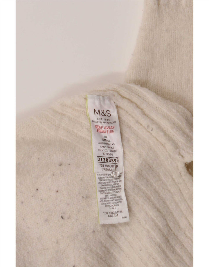 Marks & Spencer Damen-Pullover, übergroß, Rollkragenpullover, Gr. 10, Größe S, Weiß