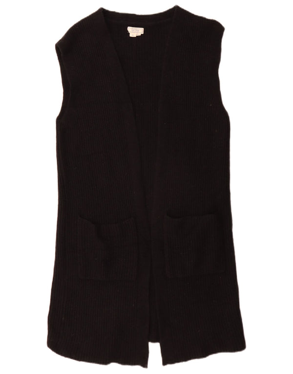 Fat Face Damen Longline ärmelloser offener Cardigan-Pullover UK 6 XS Schwarz