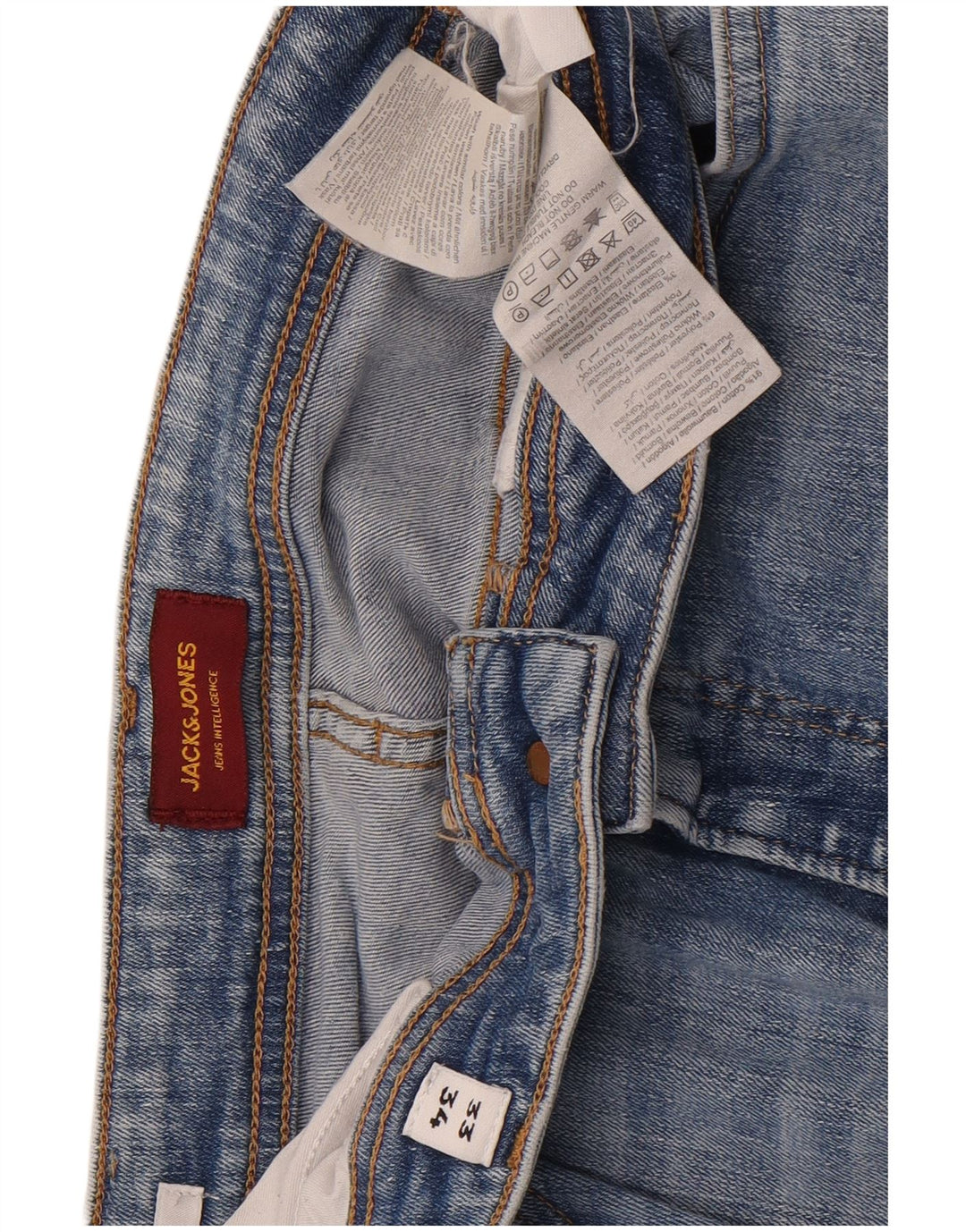 Jack & Jones Herren Clark Slim Jeans W33 L34 Blaue Baumwolle