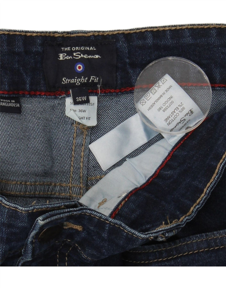 Ben Sherman Herren Straight Jeans W36 L31 Blaue Baumwolle
