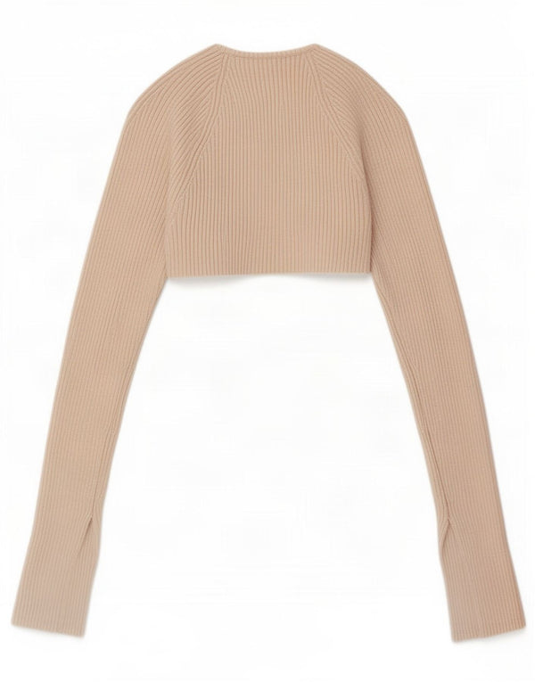 Zara Damen Bolero Top UK 8 Small Beige Viskose