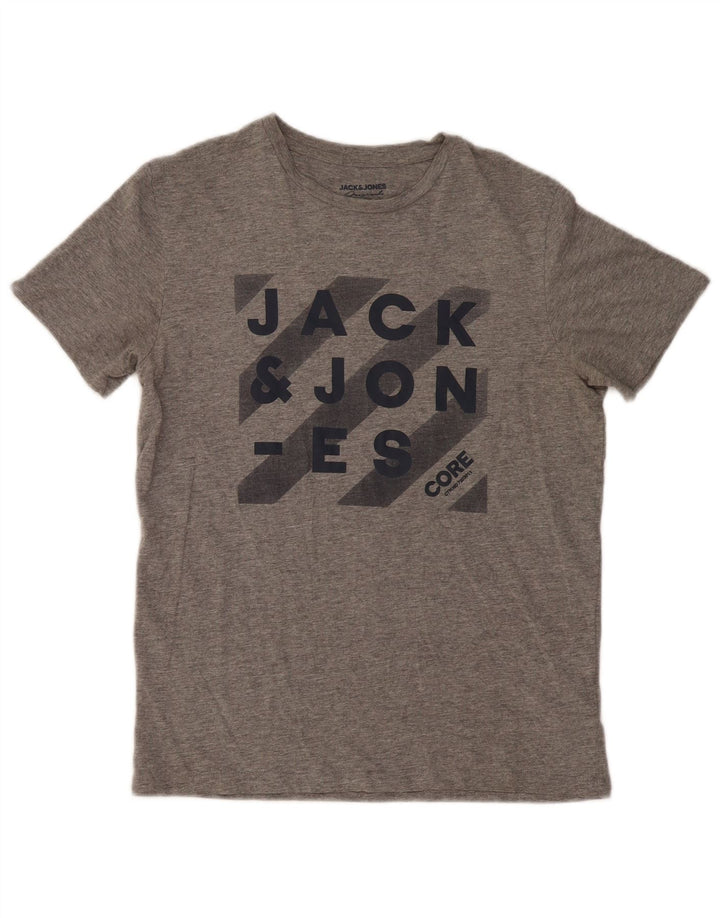 Jack & Jones Herren-T-Shirt mit Grafik, mittelgraue Baumwolle