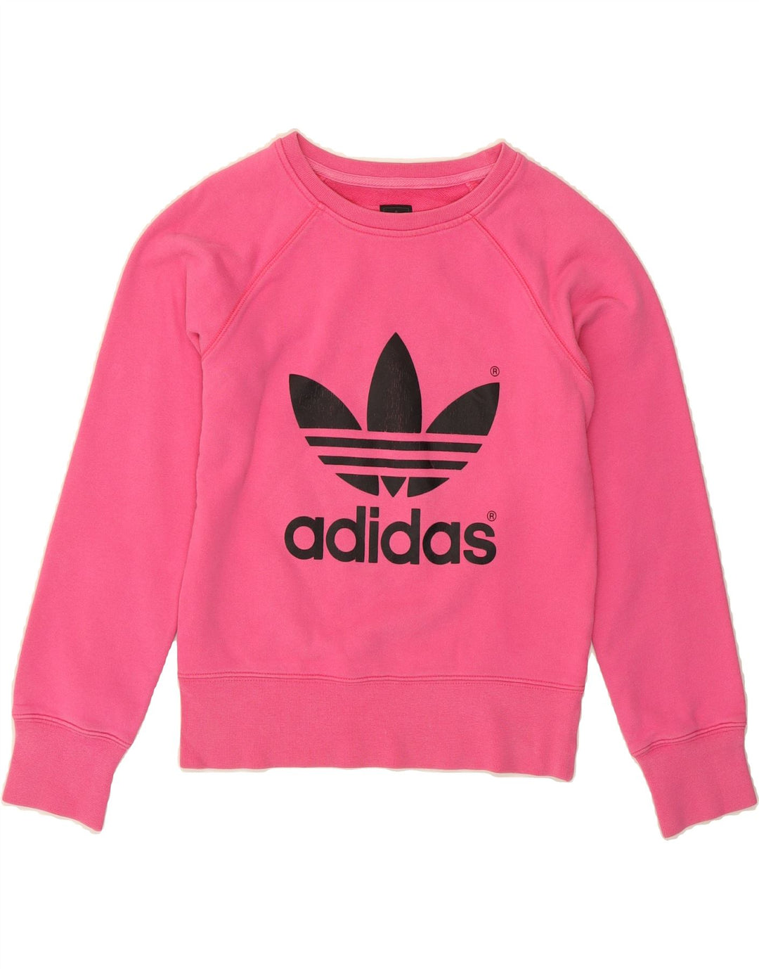 ADIDAS Womens Graphic Sweatshirt Jumper EU 38 Medium Pink Cotton Vintage Adidas and Second-Hand Adidas from Messina Hembry 
