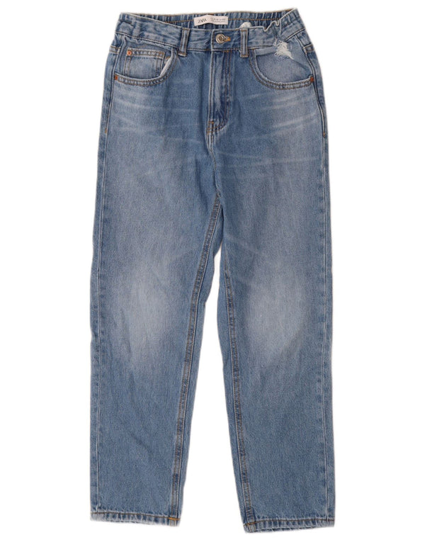 Zara Mädchen Distressed Jeans mit hoher Taille, 11–12 Jahre, W26 L24, Blau