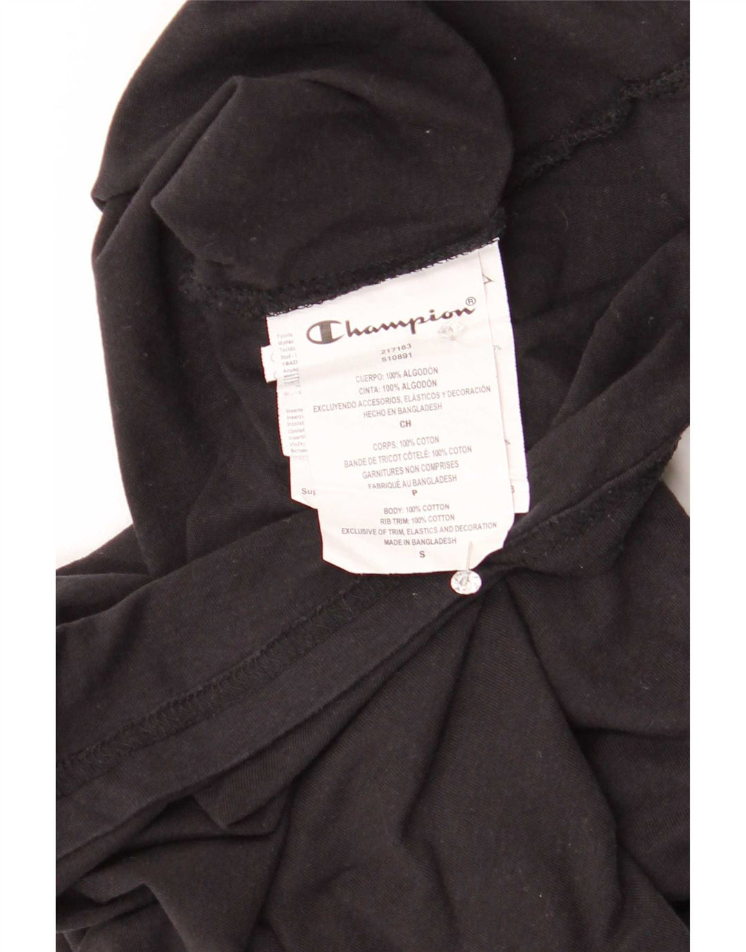 Champion Herren T-Shirt Top Small Schwarz Baumwolle