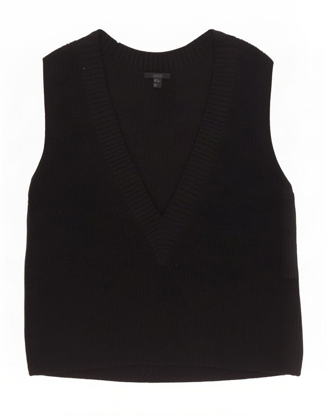Cos Damen Übergroßes Weste-Tanktop UK 10 Small Schwarze Wolle