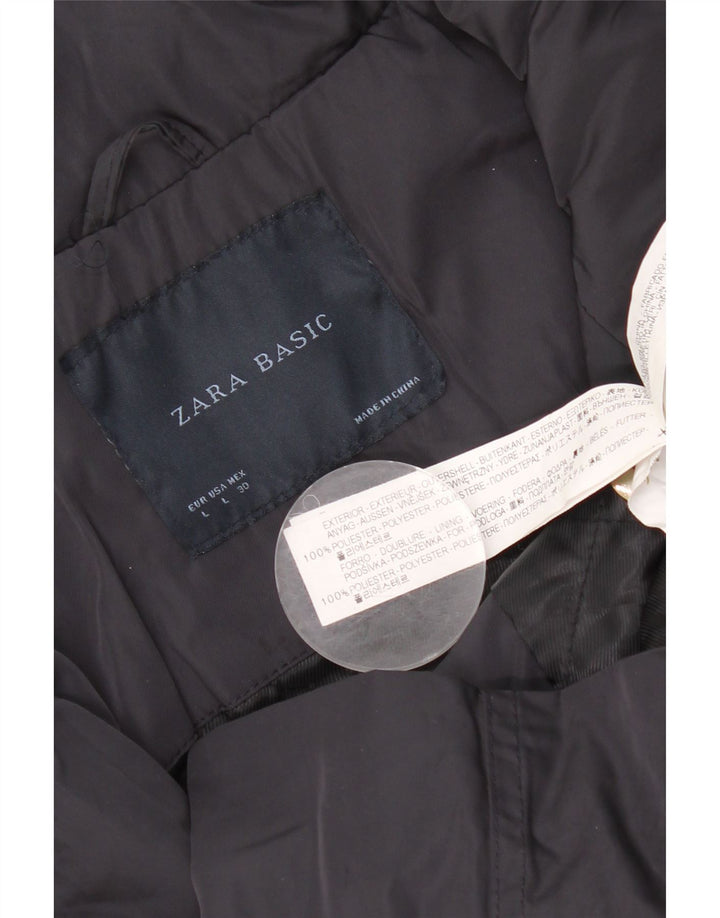 Zara Damen Utility-Jacke UK 14 Large Marineblaues Polyester