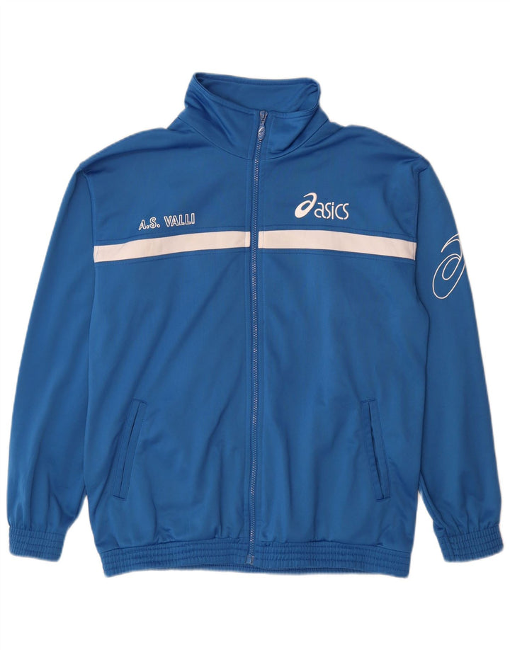 Asics Herren-Trainingsanzug mit Grafik-Oberteil, Mittelblaues Farbblock-Polyester