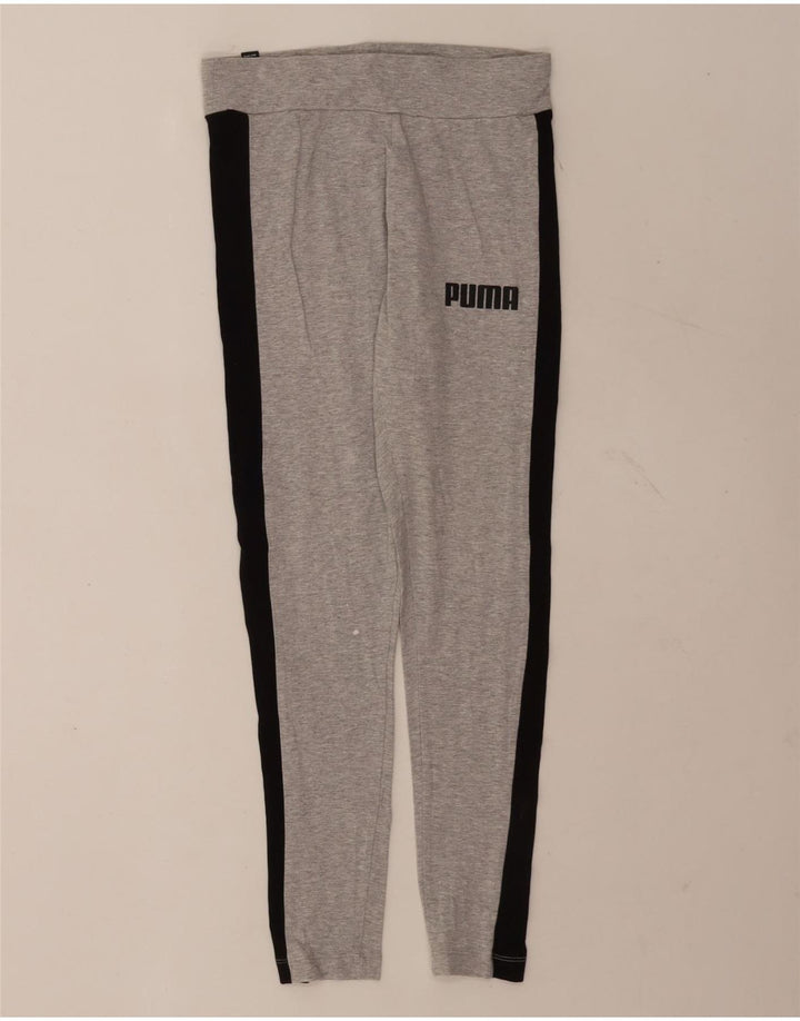 Puma Damen Leggings UK 14 Mittelgrau Farbblock