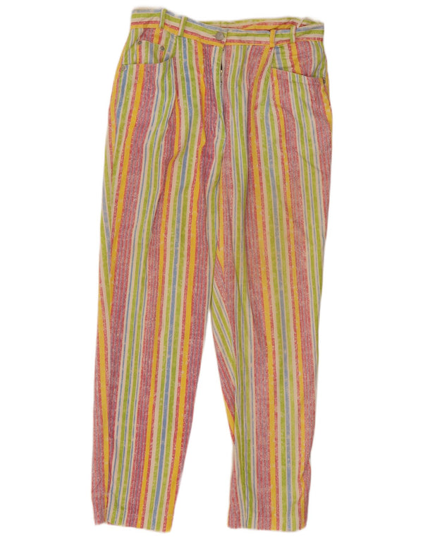 Vintage Damen Freizeithose UK 16 Groß W30 L28 Bunt gestreift