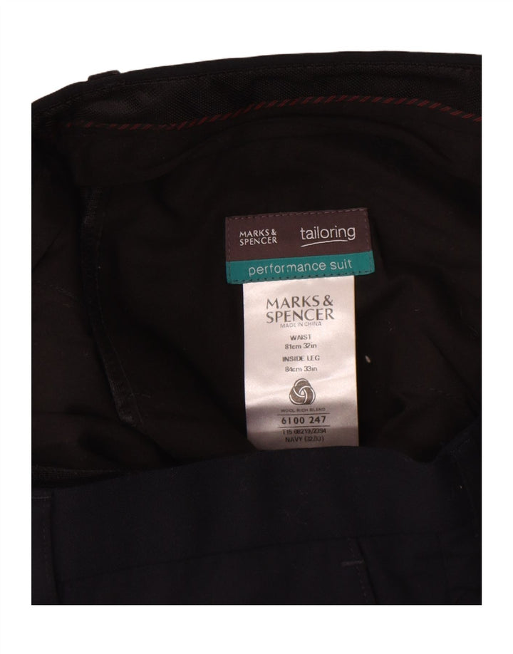 Gerade Freizeithose für Herren von Marks & Spencer, W32, L33, marineblaue Wolle
