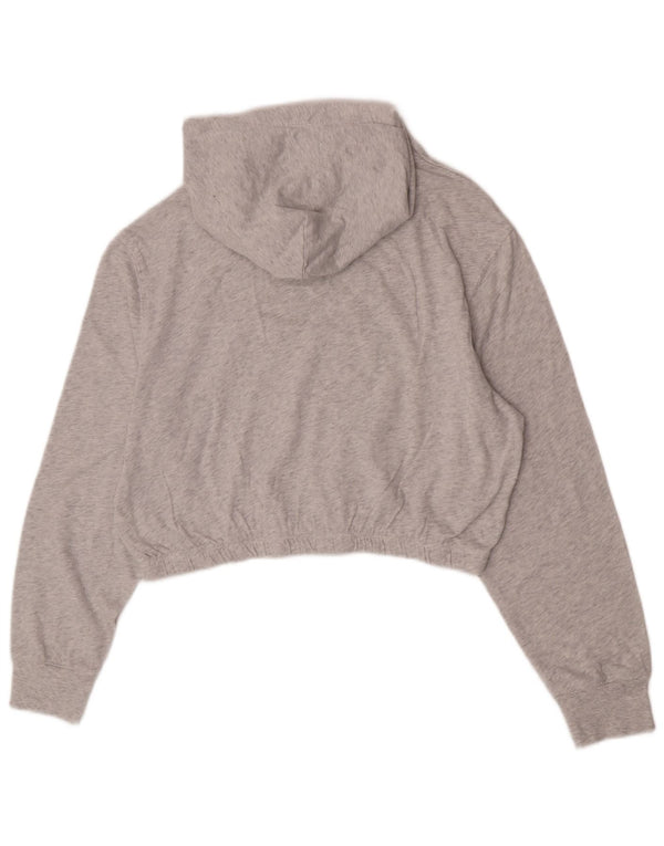 Tommy Hilfiger Damen Crop Graphic Hoodie Pullover UK 14 Mittelgrau meliert