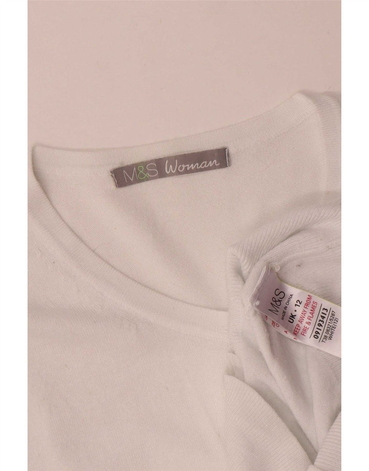 Marks & Spencer Damen-Cardigan-Pullover UK 12 Mittelweiße Viskose