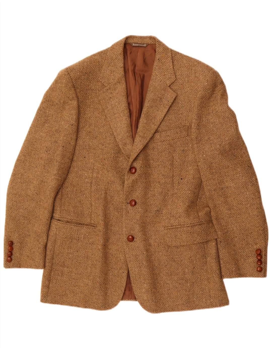Norton & Wilson Herren-Blazer mit 3 Knöpfen, IT 50, große braune Wolle