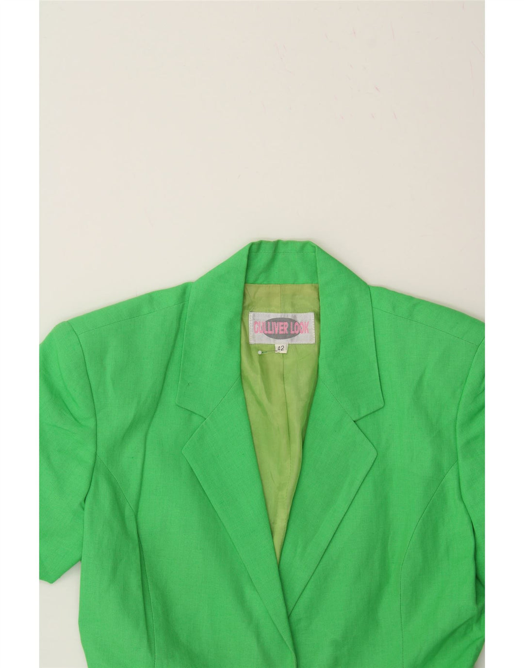 VINTAGE Womens 1 Button Short Sleeve Blazer Jacket IT 42 Medium Green Vintage Vintage and Second-Hand Vintage from Messina Hembry 