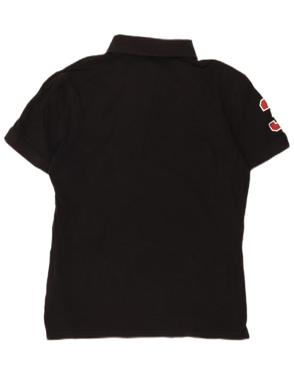 Mens Graphic Polo Shirt Small Black Cotton