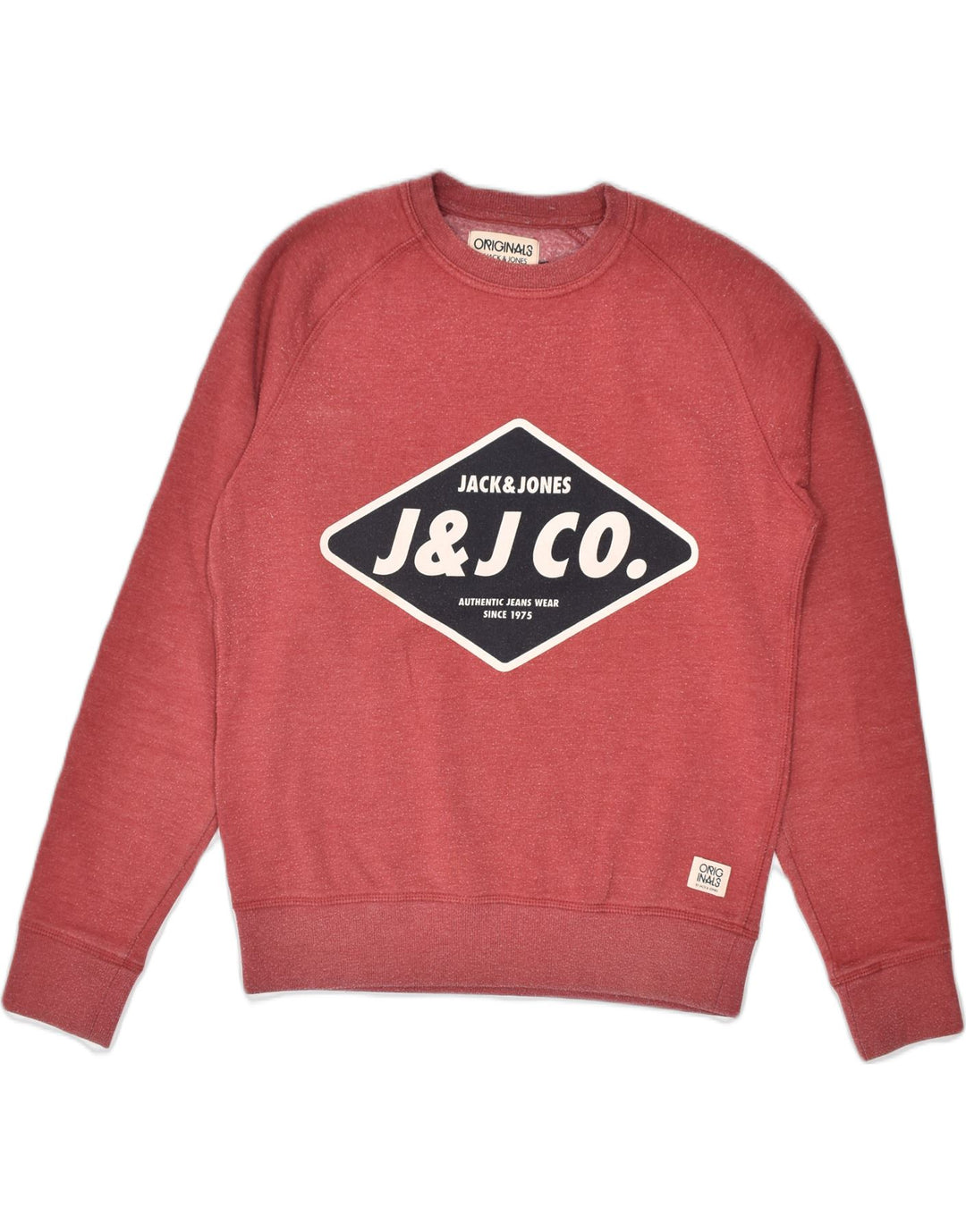 JACK & JONES Mens Graphic Sweatshirt Jumper Small Red Cotton | Vintage | Thrift | Second-Hand | Used Clothing | Messina Hembry 