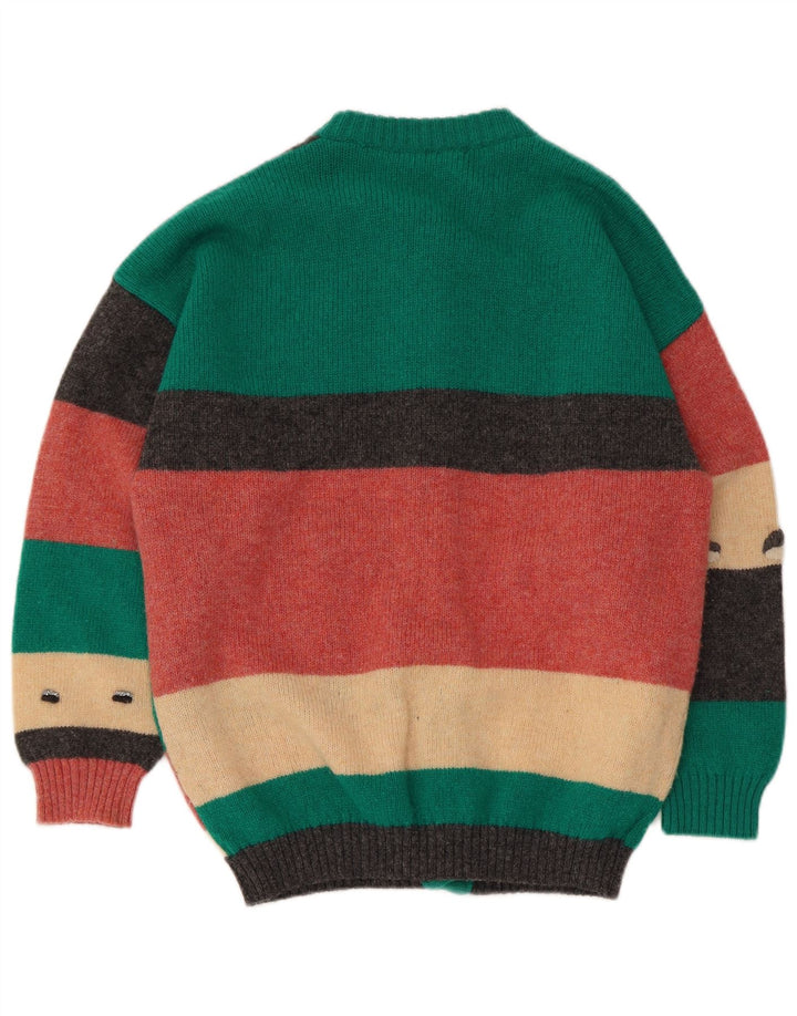 Vintage Damen Cardigan Pullover UK 10 Kleiner Mehrfarbiger Farbblock