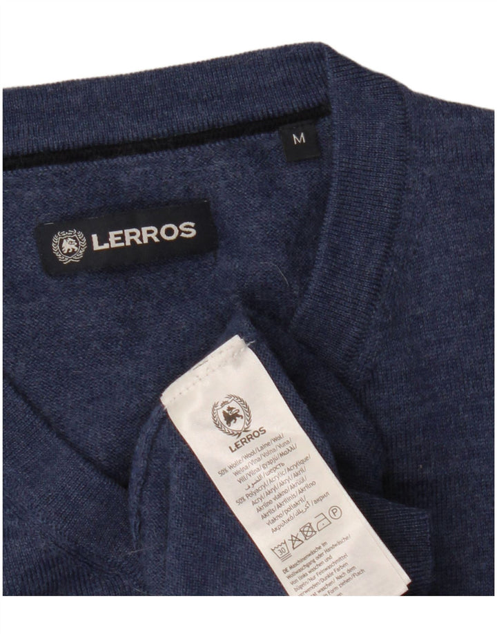 Lerros Herren-Pullover mit V-Ausschnitt, mittlere marineblaue Wolle