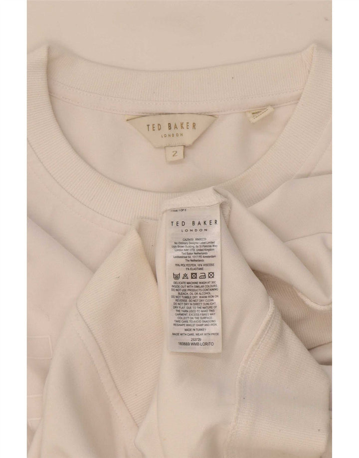 Ted Baker Damen-Sweatshirt in Übergröße, Größe 2, klein, weißes Polyester