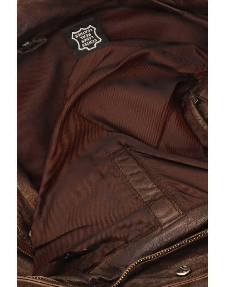 Vintage Herren Bomber Lederjacke EU 48 Mittelbraunes Leder