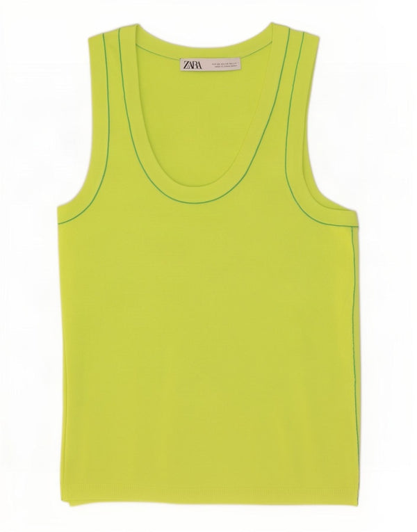 Zara Damen Crop Vest Top UK 4 XS Grüne Viskose