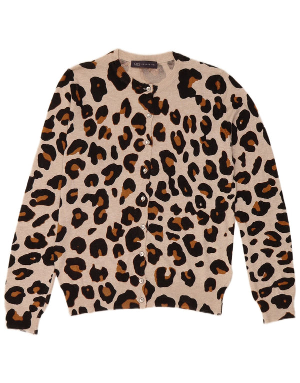 Marks & Spencer Damen-Cardigan-Pullover UK 14 Large Beige Animal Print
