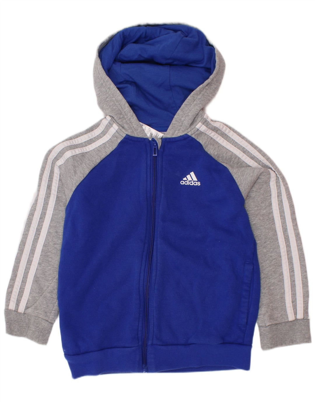 ADIDAS Kapuzenpullover mit Reißverschluss für Jungen, 6–7 Jahre, blaue Farbblock-Baumwolle