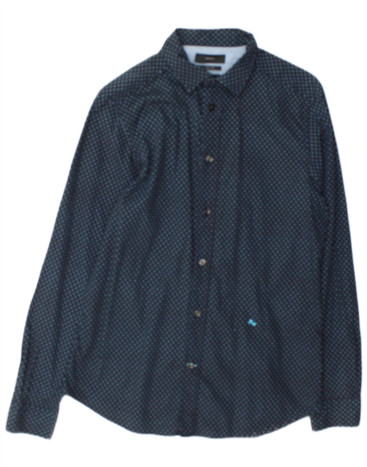 Diesel Herren-Slim-Fit-Hemd aus mittelblauer, gepunkteter Baumwolle