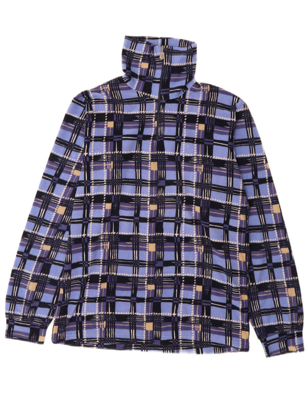 Conte of Florence Damen-Fleecepullover mit Reißverschluss, UK 14, mittelblau kariert