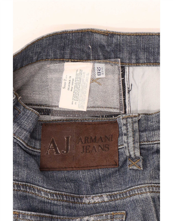 Armani Damen Straight Jeans W28 L26 Blaue Baumwolle