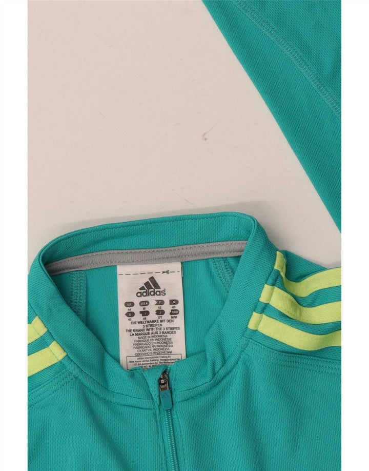 Adidas Damen-Pullover-Trainingsanzugoberteil mit Reißverschluss, UK 14, Mitteltürkis