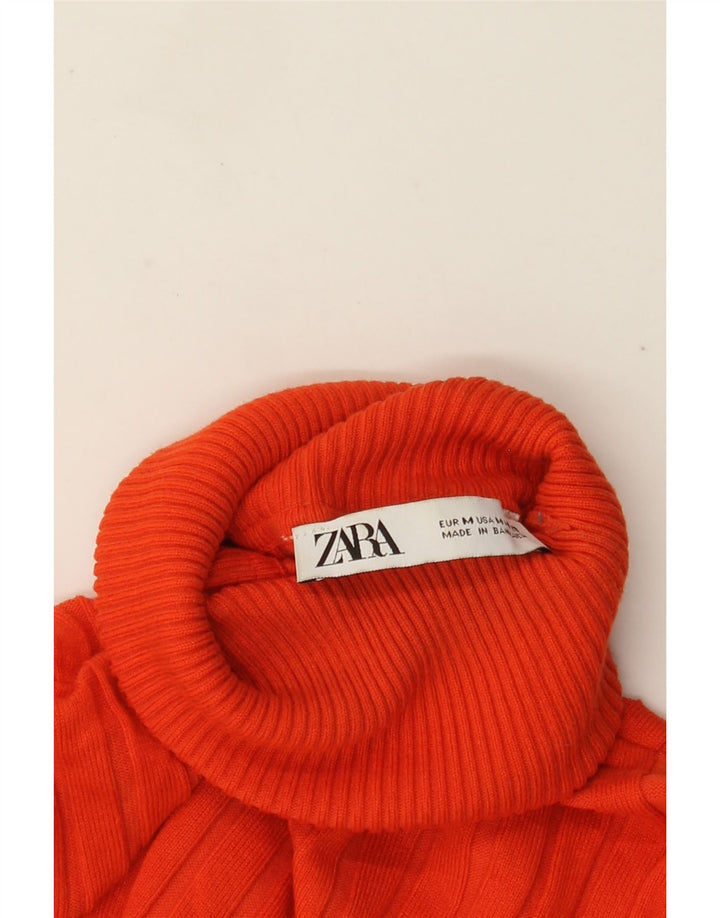 Zara Damen Crop Rollkragenpullover Pullover UK 12 Mittelorange